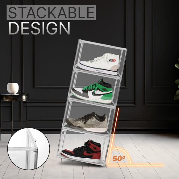 Pure Aesthetics: Acrylic Clear Shoe Boxes for Up to Size 13 (Front Opening) - Picture 6 of 9